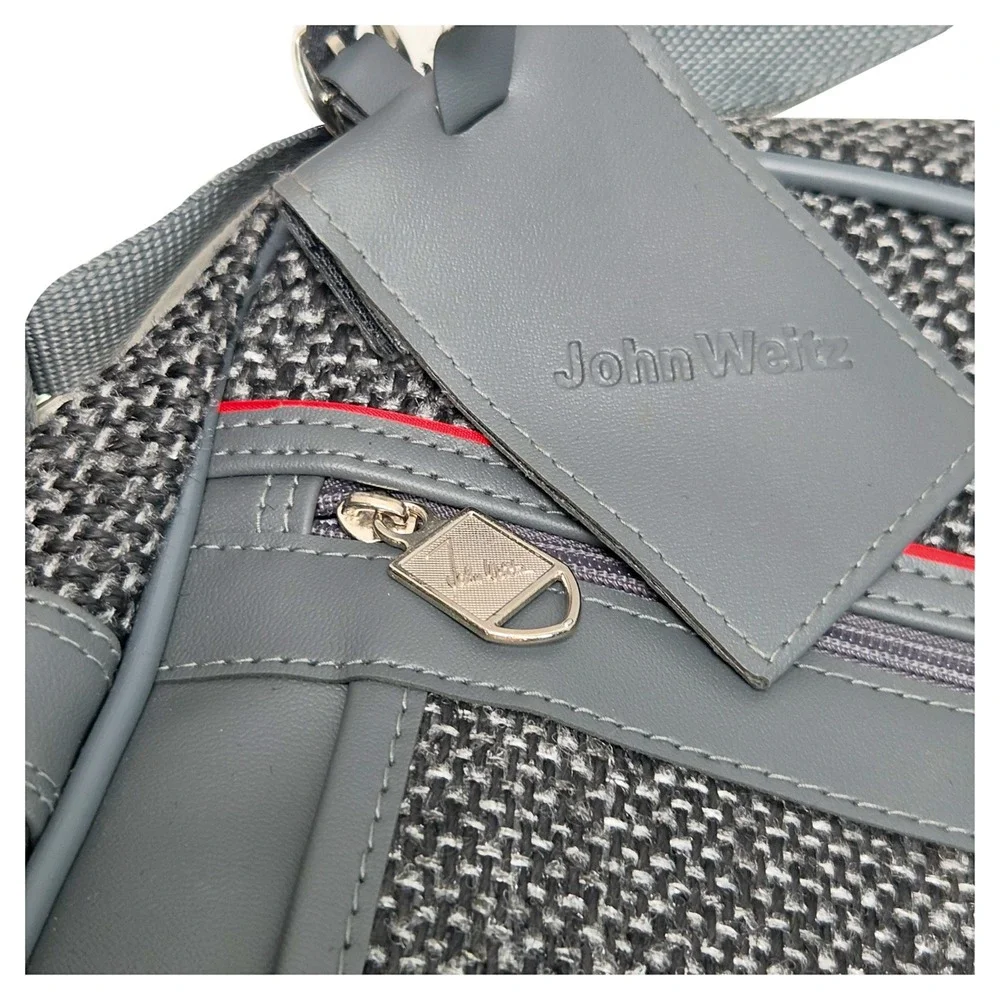 John Weitz Travelers Club Gray Tweed Mens Crossbody‎ Shoulder Strap Bag EUC